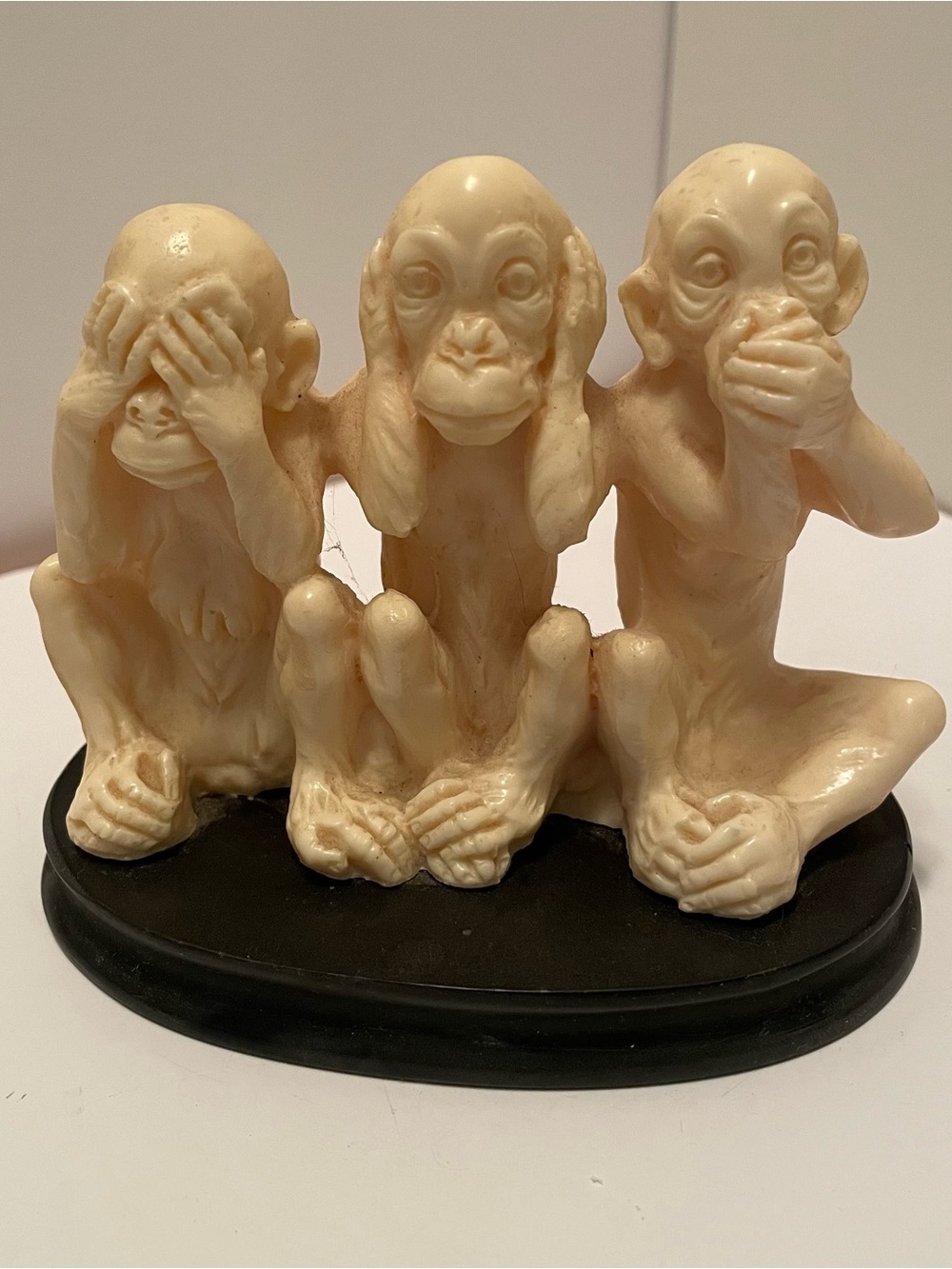 3 Wise Monkeys Statue/Sculpture See Hear Speak No Evil Made In Italy A. Santini